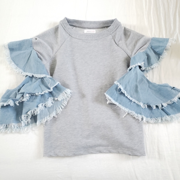 Urban Bliss Denim Mix Sweat Top - Picture 1 of 3